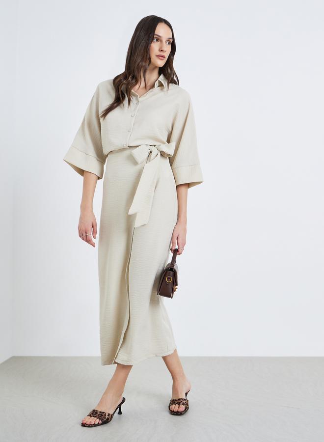 Styli Women Off White Wrap Maxi Skirt - Image 4